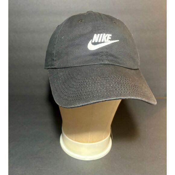 Nike Heritage86 Black Adjustable Cap Strap‑Back Dad Hat One Size Fits Most - Picture 1 of 6